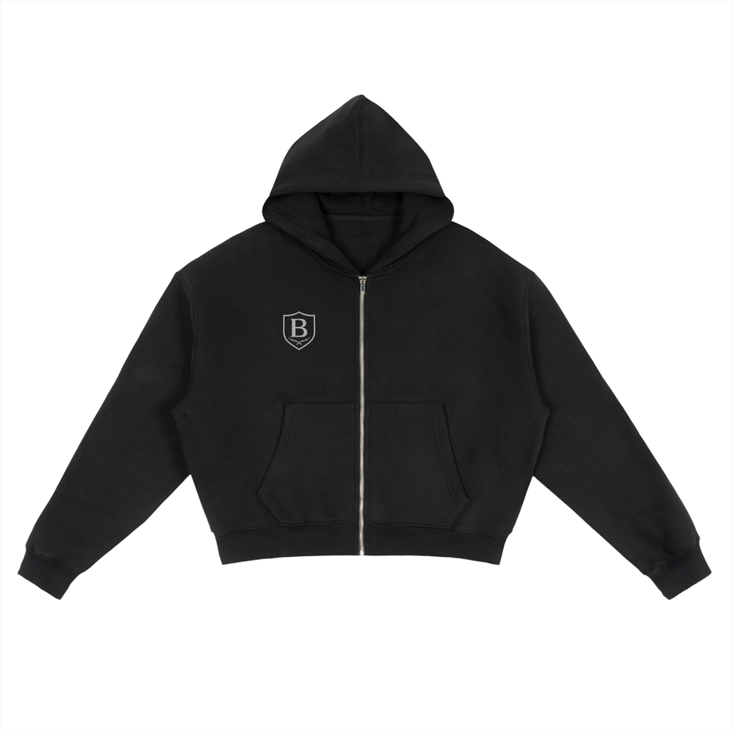 Fleece Zip-Up Boxy Hoodie