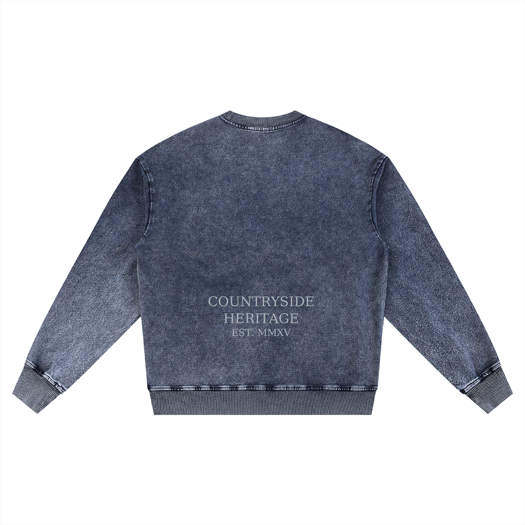 Snow Wash Oversized Crewneck Jumper
