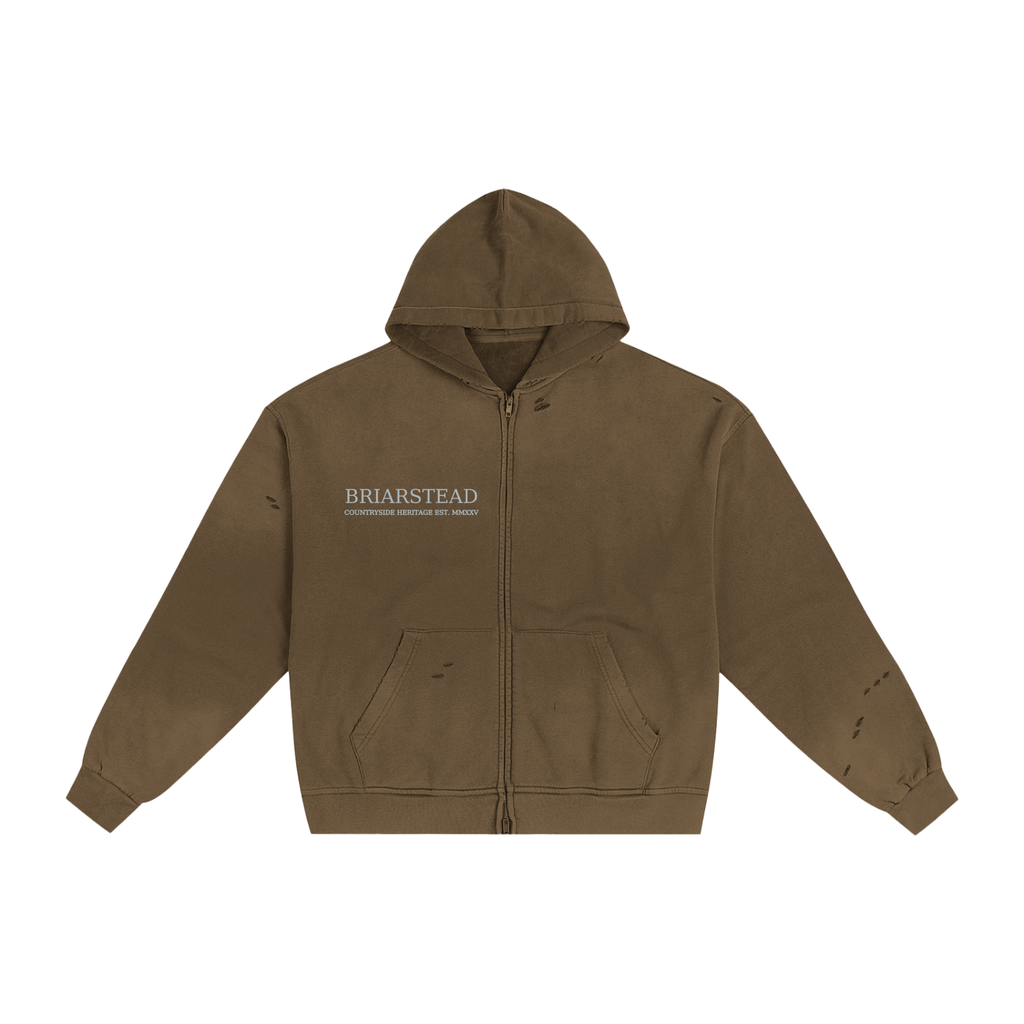 Hand-Frayed Sunfade Zip Hoodie