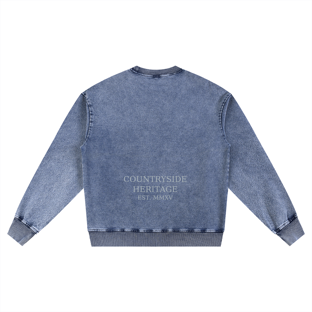 Snow Wash Oversized Crewneck Jumper