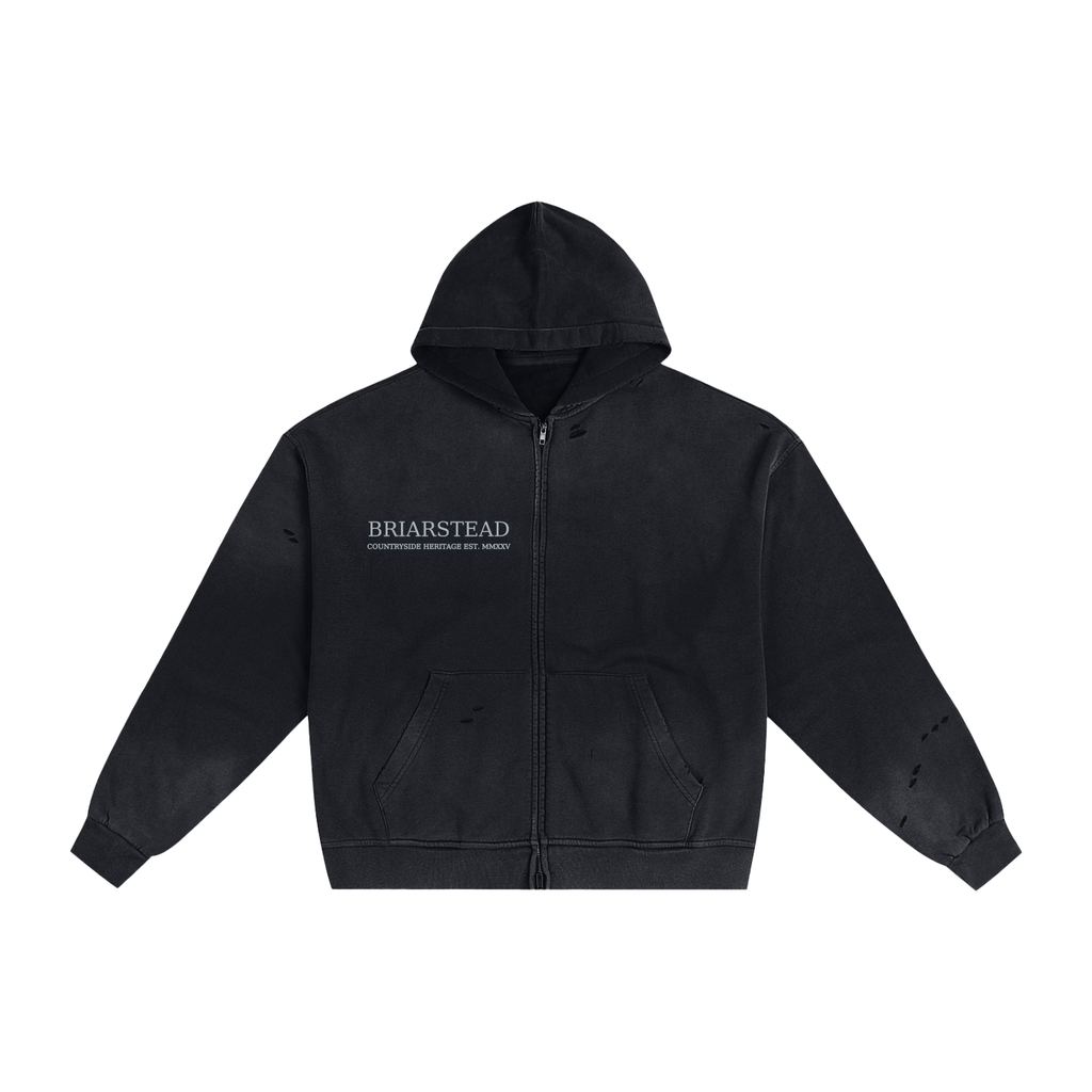 Hand-Frayed Sunfade Zip Hoodie