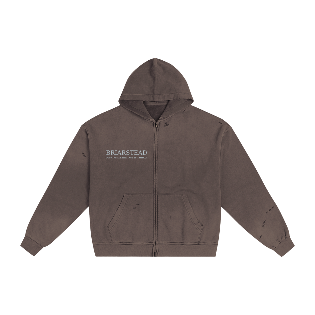 Hand-Frayed Sunfade Zip Hoodie
