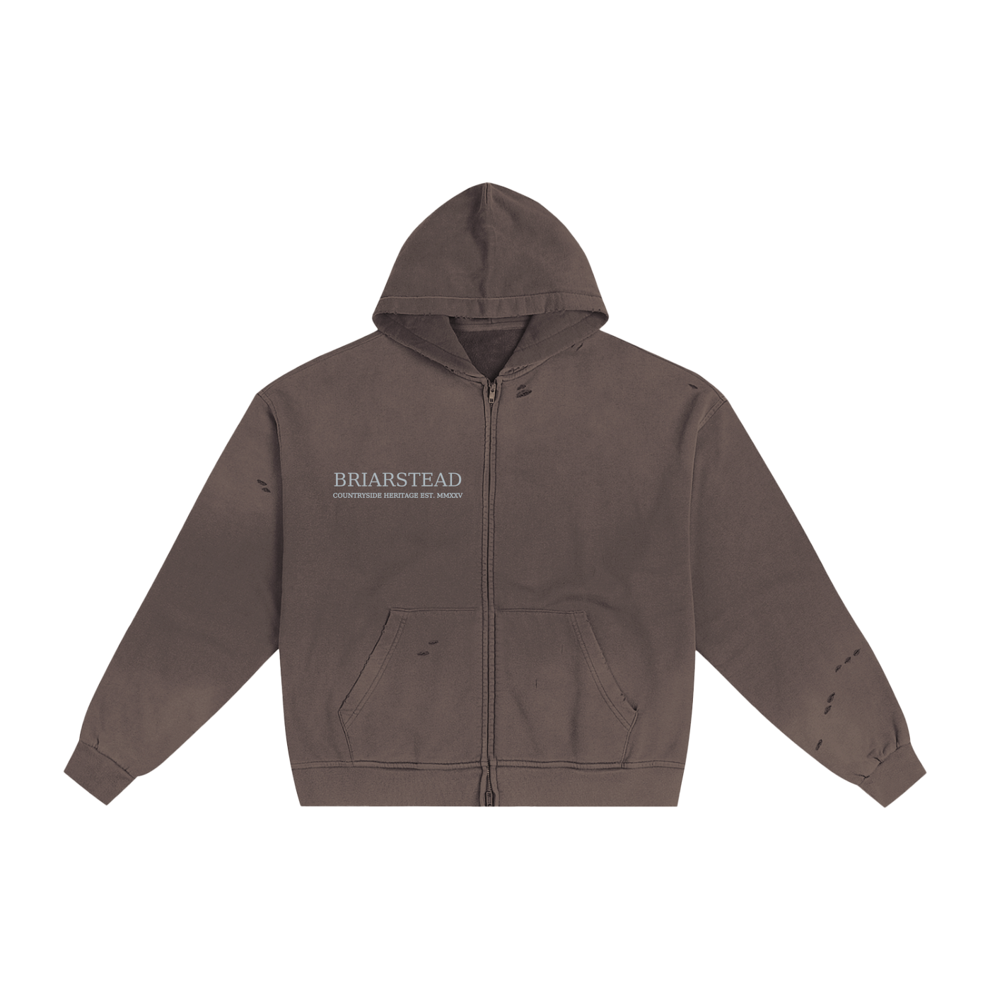 Hand-Frayed Sunfade Zip Hoodie