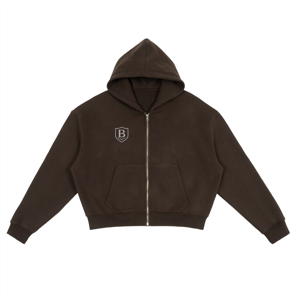 Fleece Zip-Up Boxy Hoodie