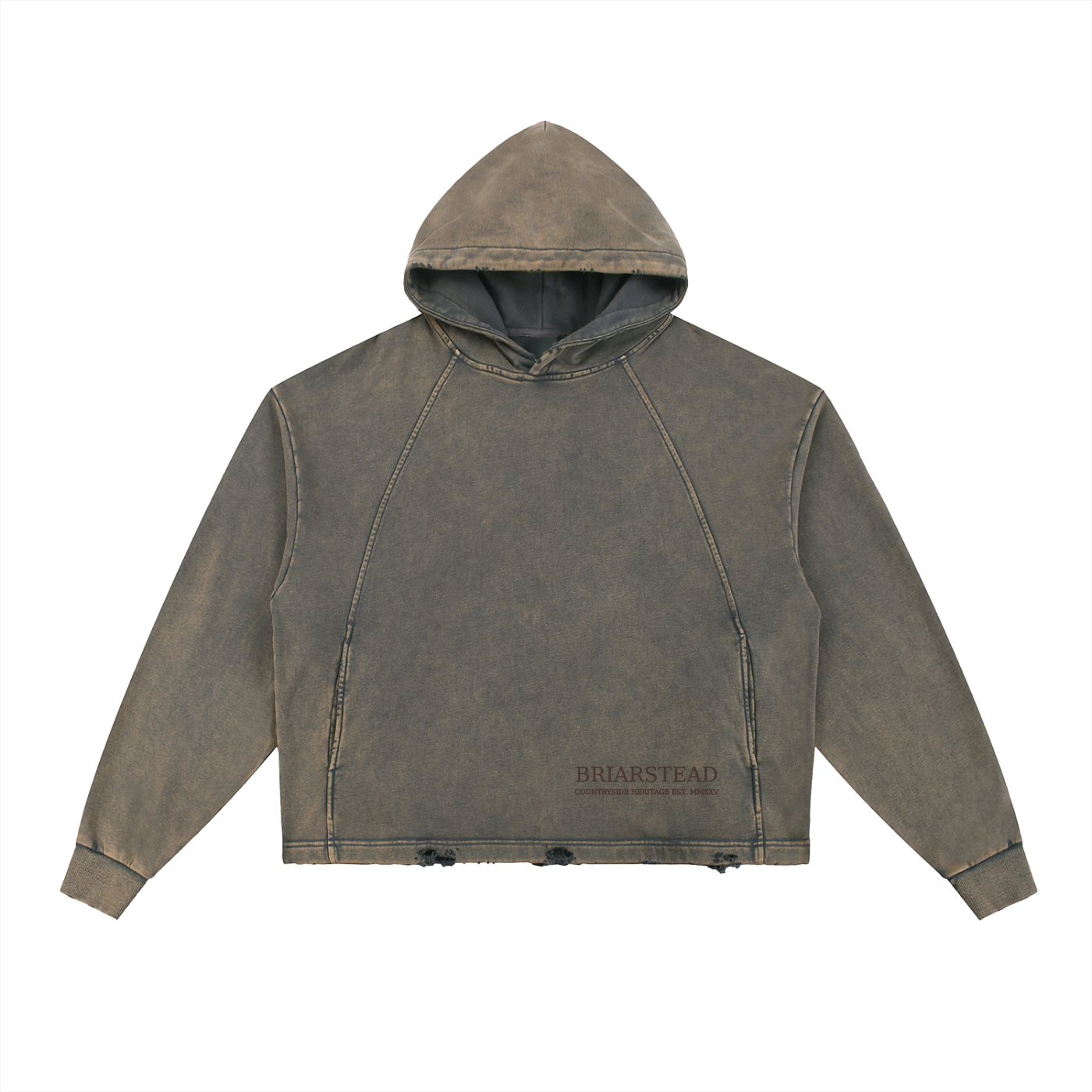 Vintage Washed Frayed-Hem Hoodie