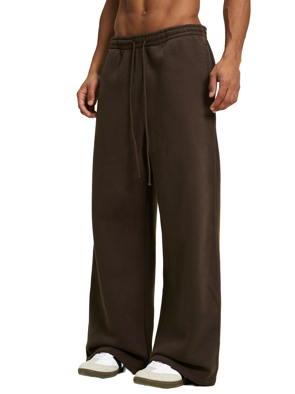 Fleece Drawstring Straight-Leg Tracksuit Bottoms